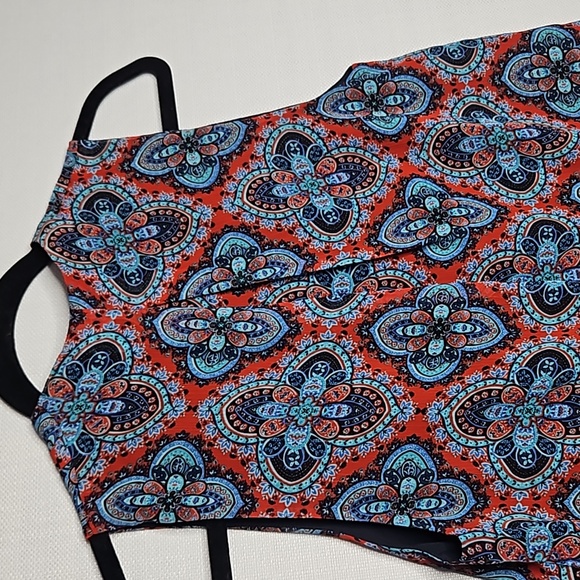 41 Hawthorn Sleeveless Paisley Blouse Red Navy Turquoise High Low Hem Size M - Picture 10 of 16